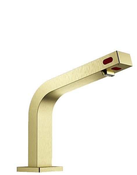 Brushed gold plated sensor tap with manual override sensor